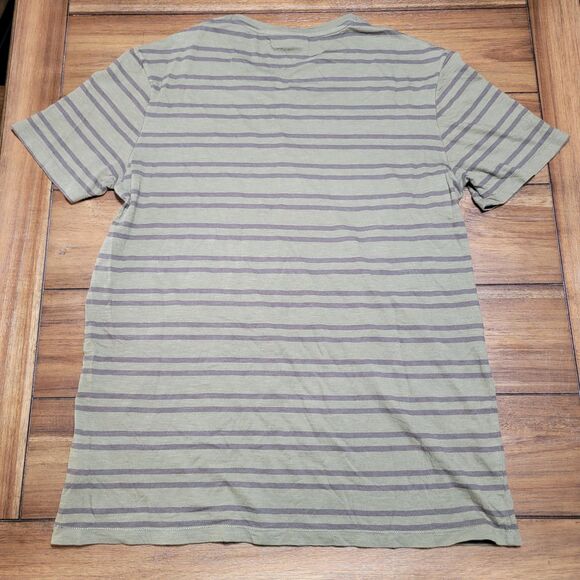 Marc Anthony SS Army Green / Dk Green Stripes V-Neck Tee - Size Large - Picture 3 of 5